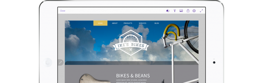 A website layout designed in Adobe Comp CC