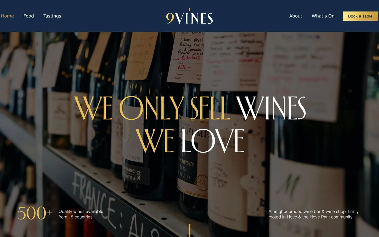 9 Vines wordpress website
